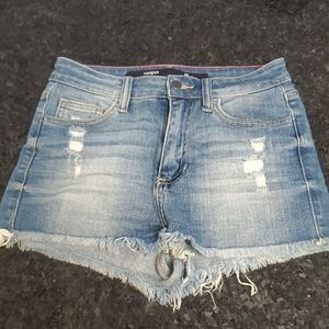 Harper Distressed Light Blue Jean Shorts